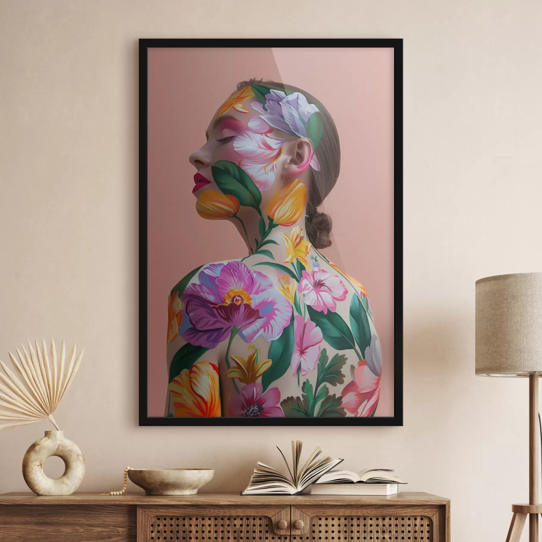 Fototapety Farebný kvetinový mejkap na ženskom tele f39732