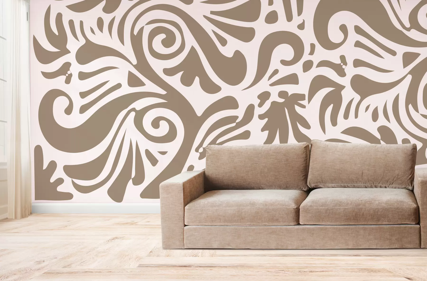 Fototapety piesok abstraktné umenie tapety veľké kvetinové vzory v štýle boho w08139