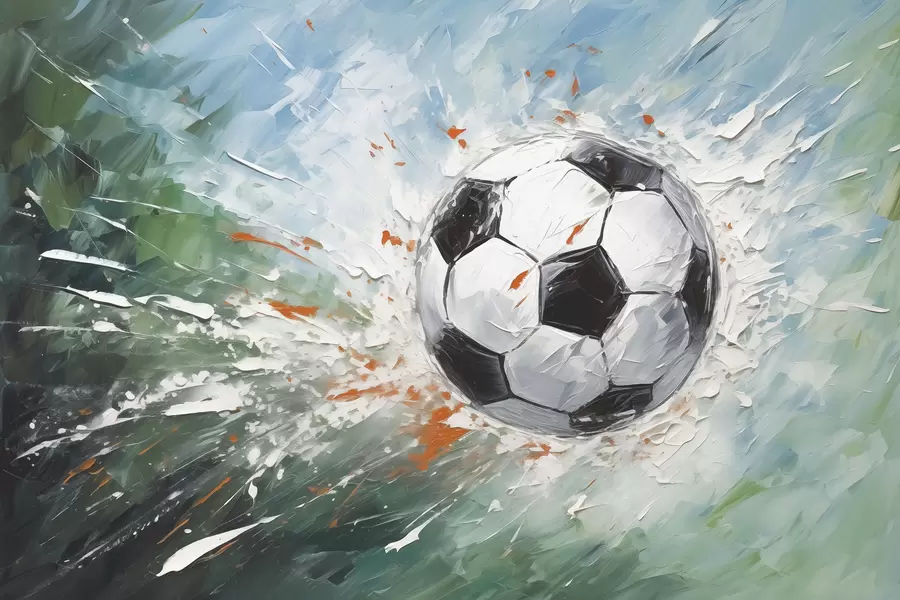 Fototapety Futbalová lopta lietajúca olejomaľba abstraktné umenie w08117