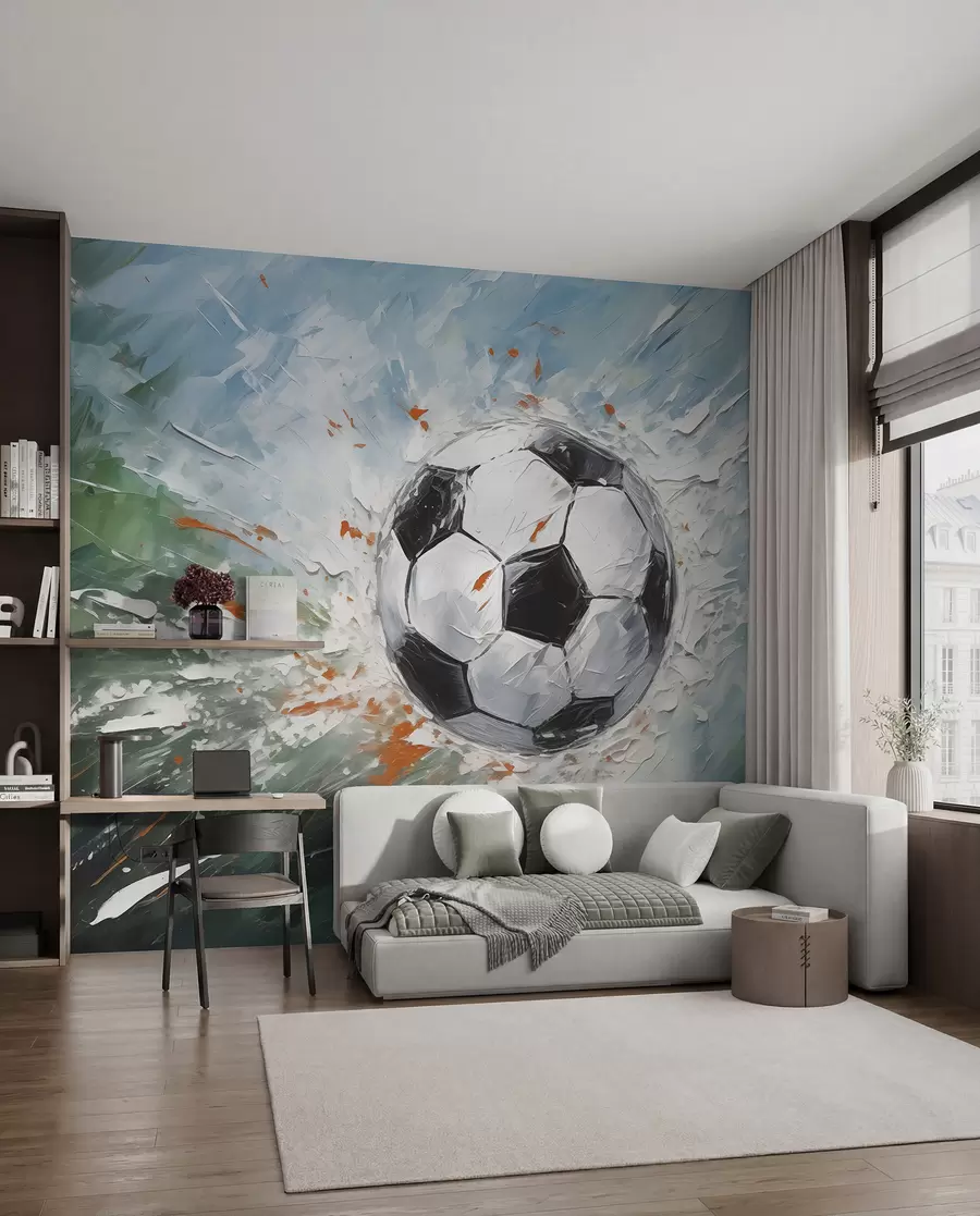 Fototapety Futbalová lopta lietajúca olejomaľba abstraktné umenie w08117