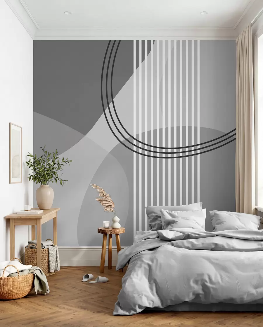 Fototapety Geometrická abstrakcia čiara a kruh minimalizmus moderný štýl sivá farba w08173v3