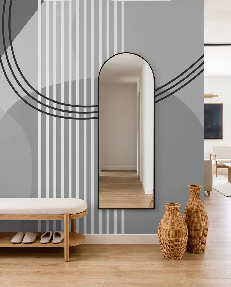 Fototapety Geometrická abstrakcia čiara a kruh minimalizmus moderný štýl sivá farba w08173v3