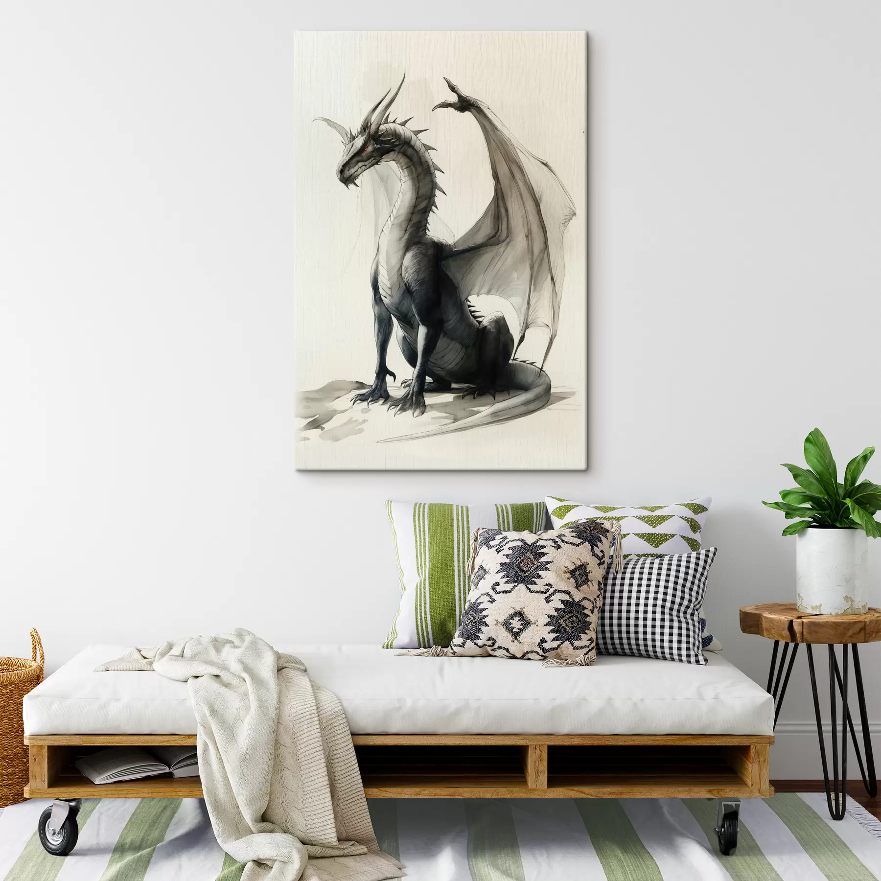 Obraz Drak, farby, akvarel, béžová s40003