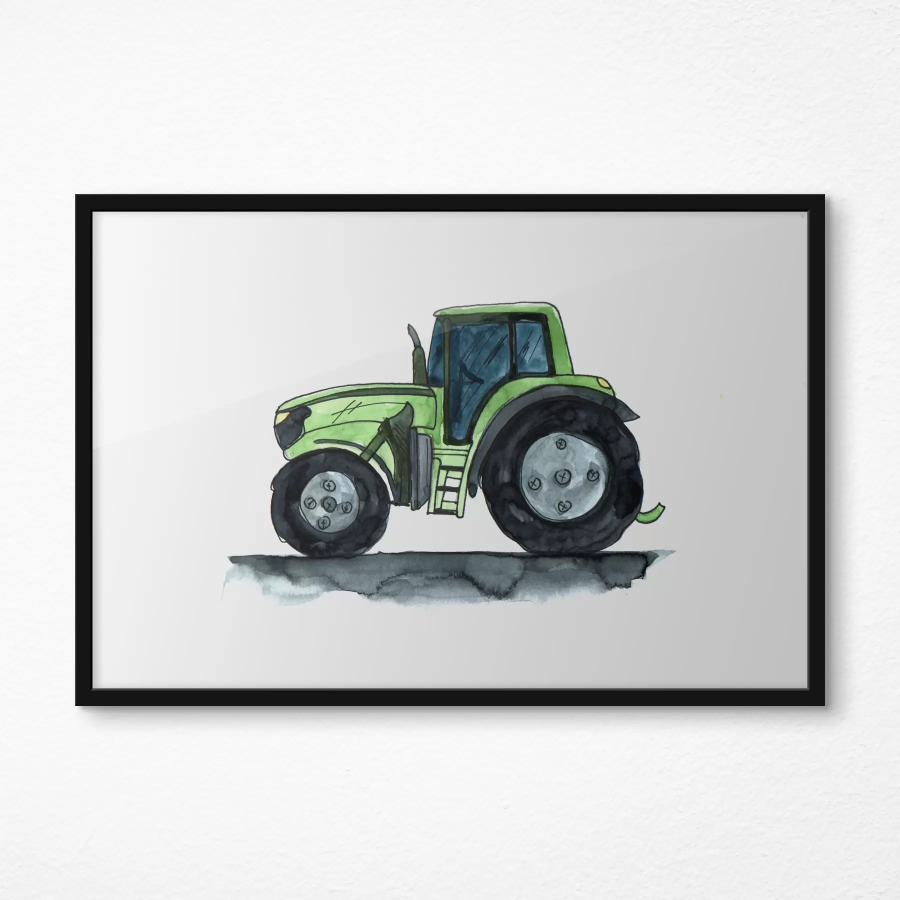 Fototapety Akvarelový zelený traktor f39903