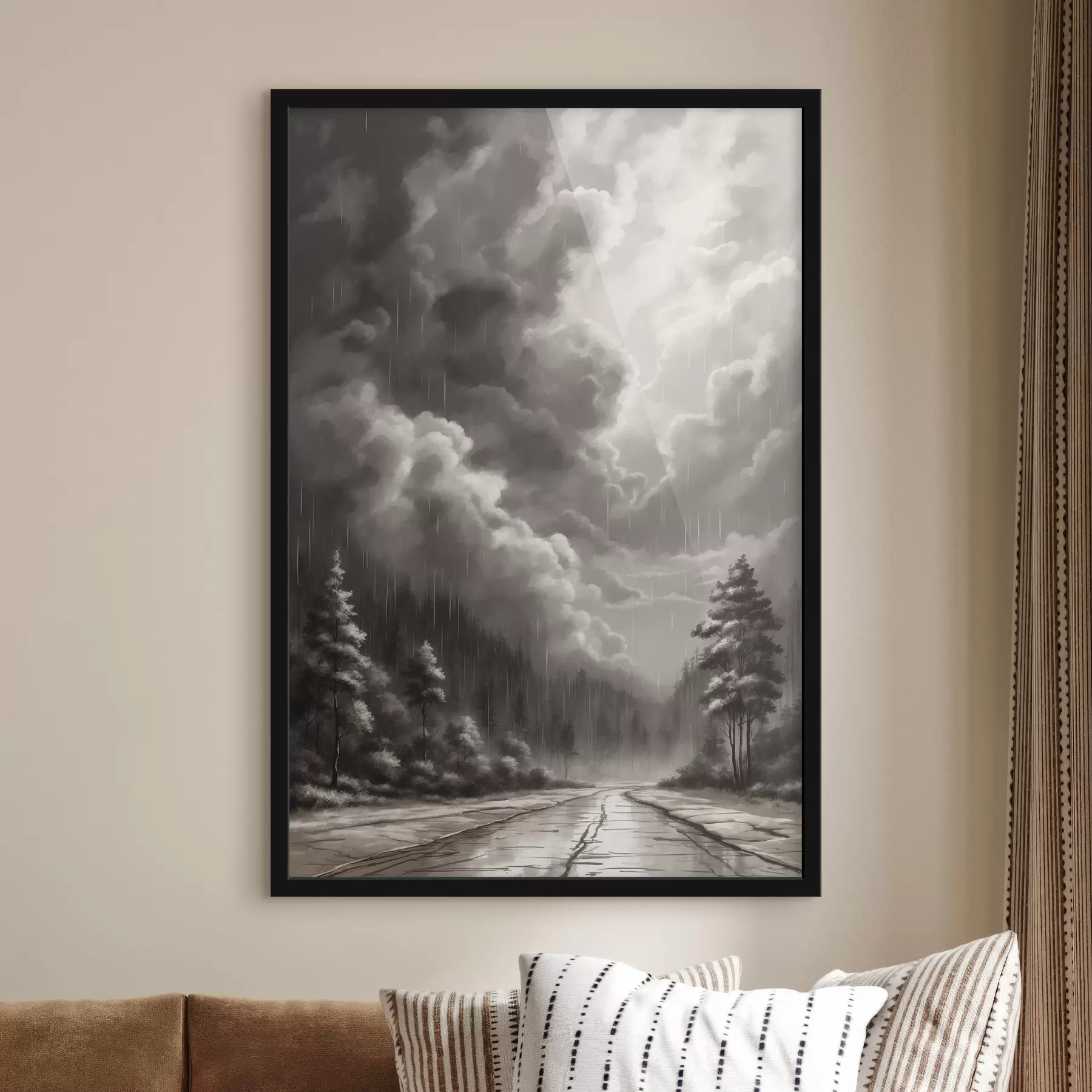 Fototapety Cesta v lese v hustom daždi f40064