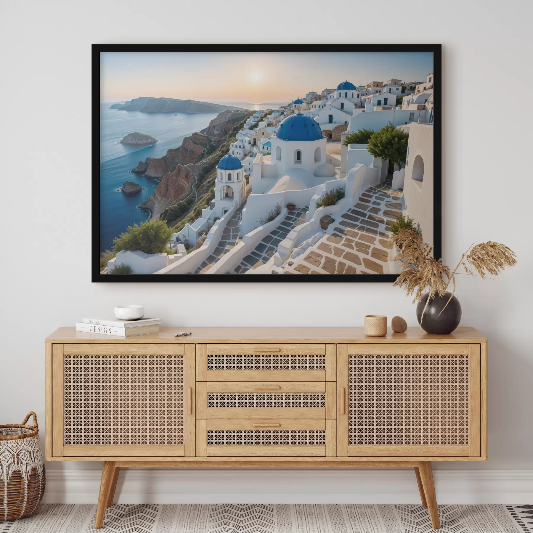 Fototapety Ostrov Santorini, Grécko. Mesto je postavené na svahu s výhľadom na Egejské more f40160