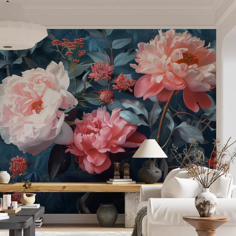 Fototapety Polnočné kvety pivonky w01392