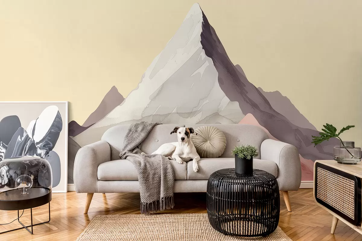 Fototapety Pastelové hory s červeným akcentom w01393