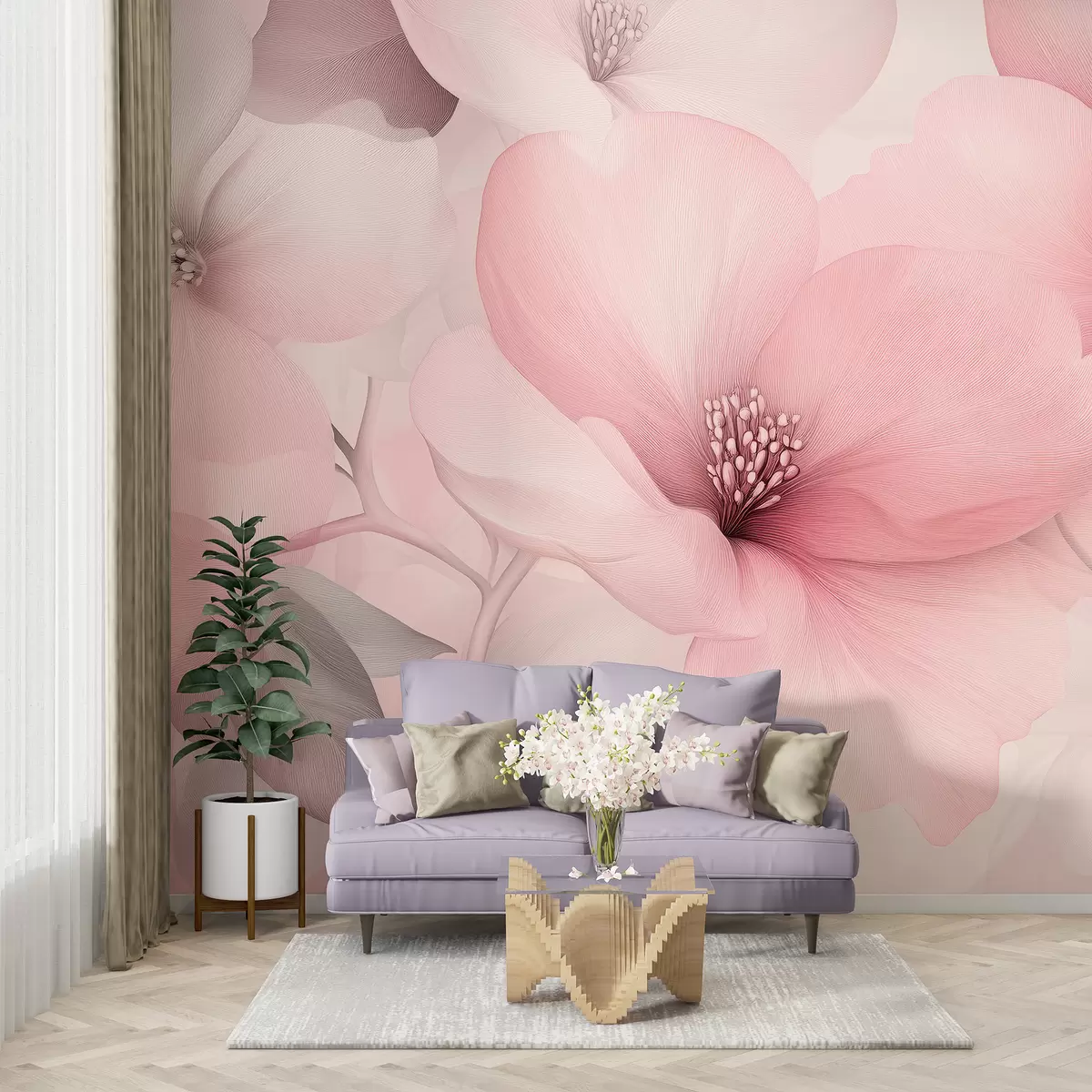 Fototapety Akrylové kvety, kvetinová kompozícia, príroda, pastelové ružové farby w01447v1