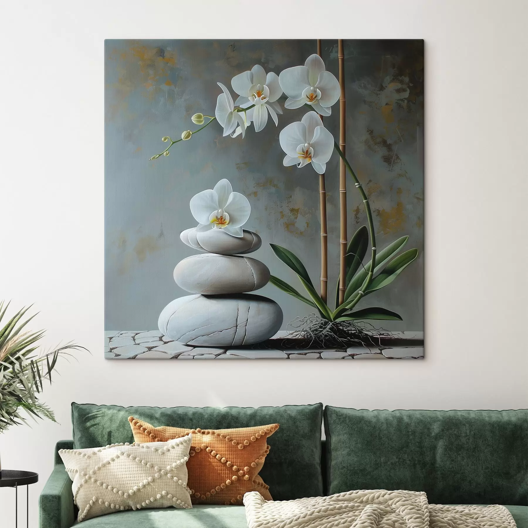 Fototapety Orchidea na sivej stene s40368