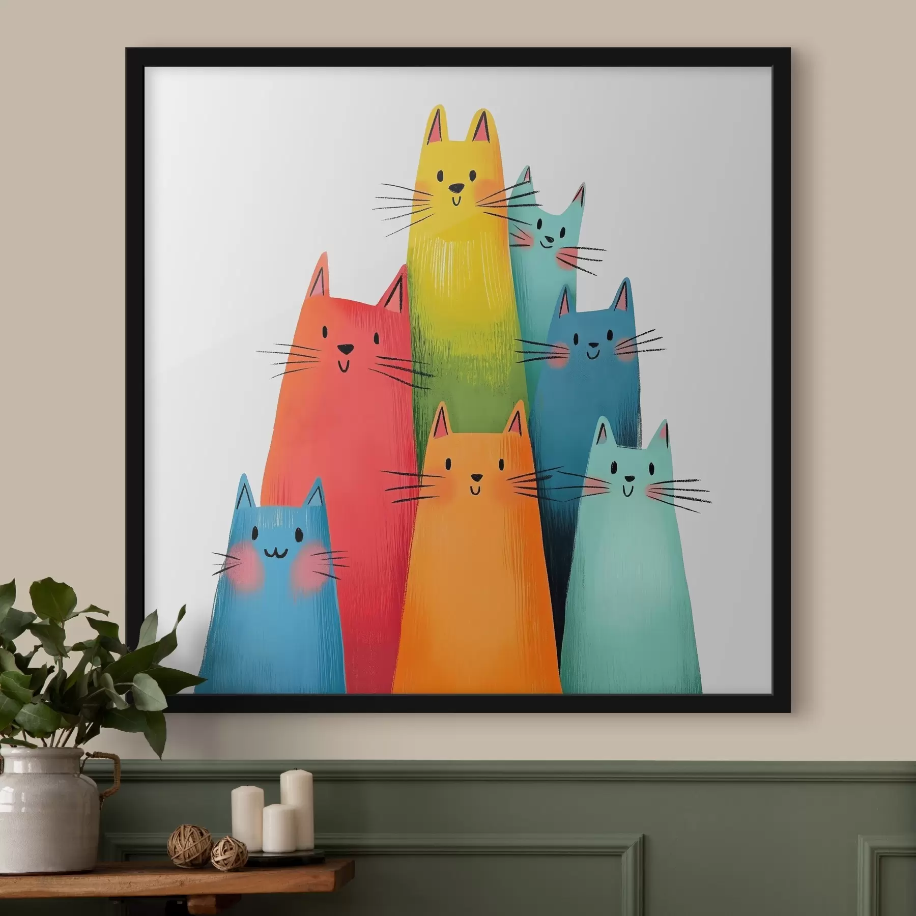 Obraz Abstraktné viacfarebné mačky f40041