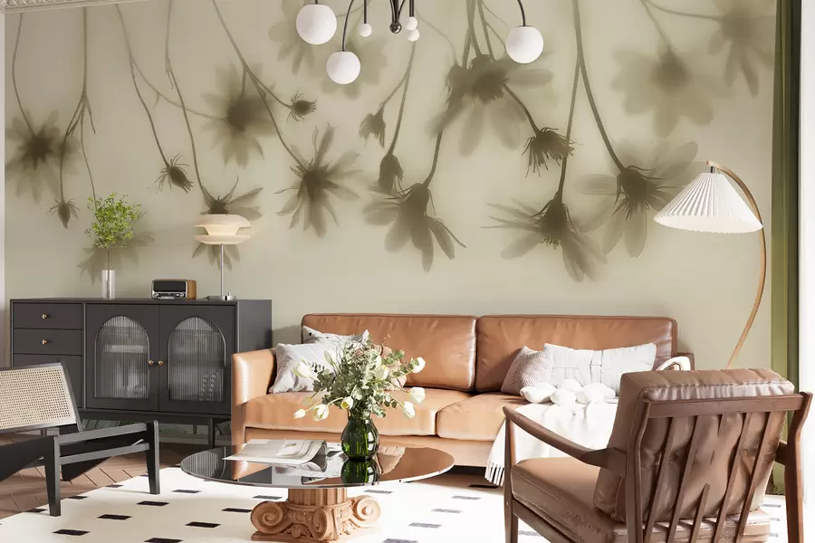 Fototapety Jemné kvety v hmle visiace zhora v pastelových farbách w01469v1