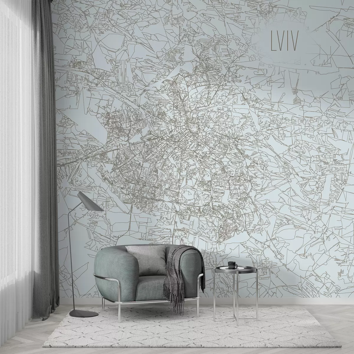 Fototapety Zväčšená mapa Portrét mesta Ľvov na svetlomodrom pozadí  w01023