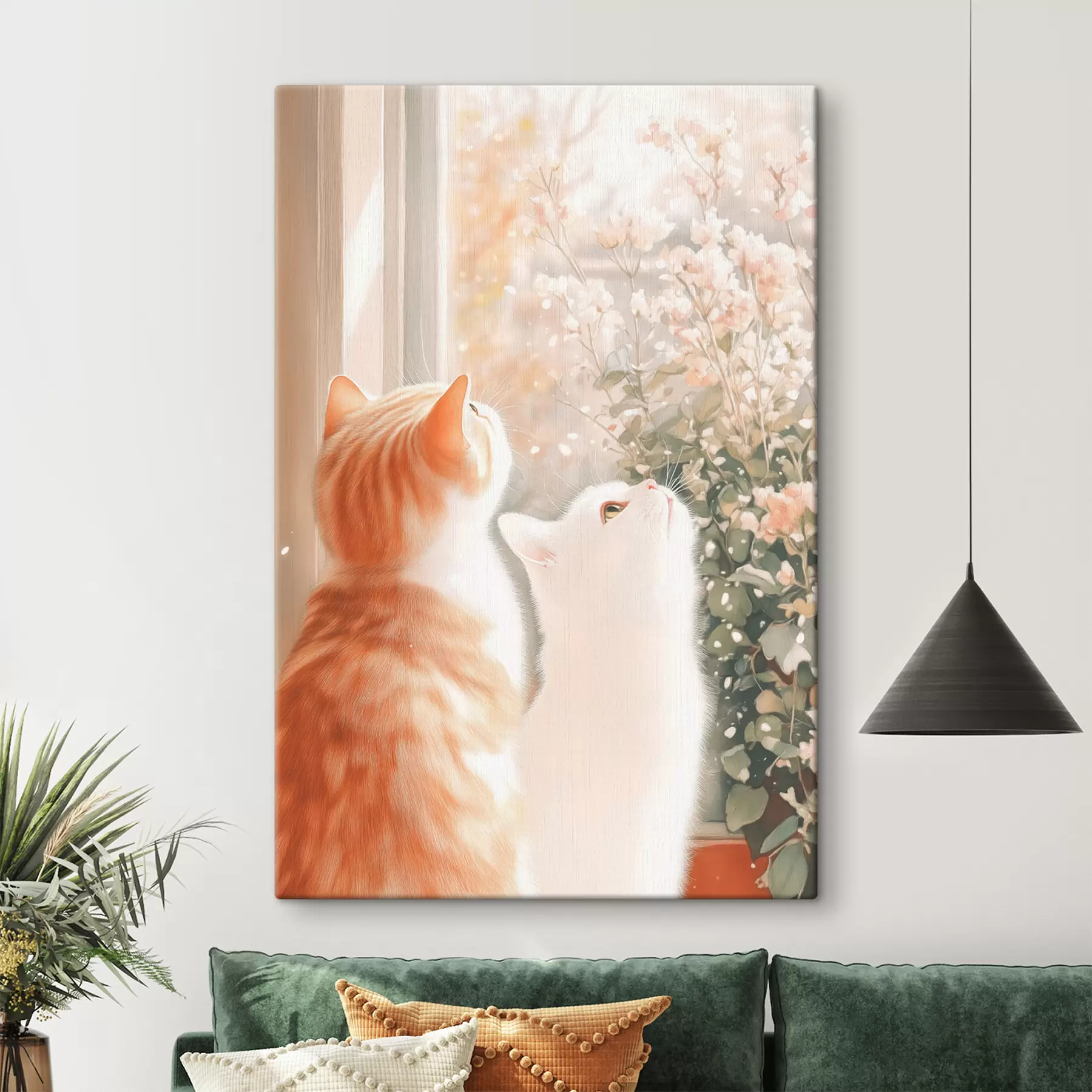 Fototapety Ilustrácia ceruzkou a akvarelom zobrazujúca dve rozkošné mačky sediace spolu s40670