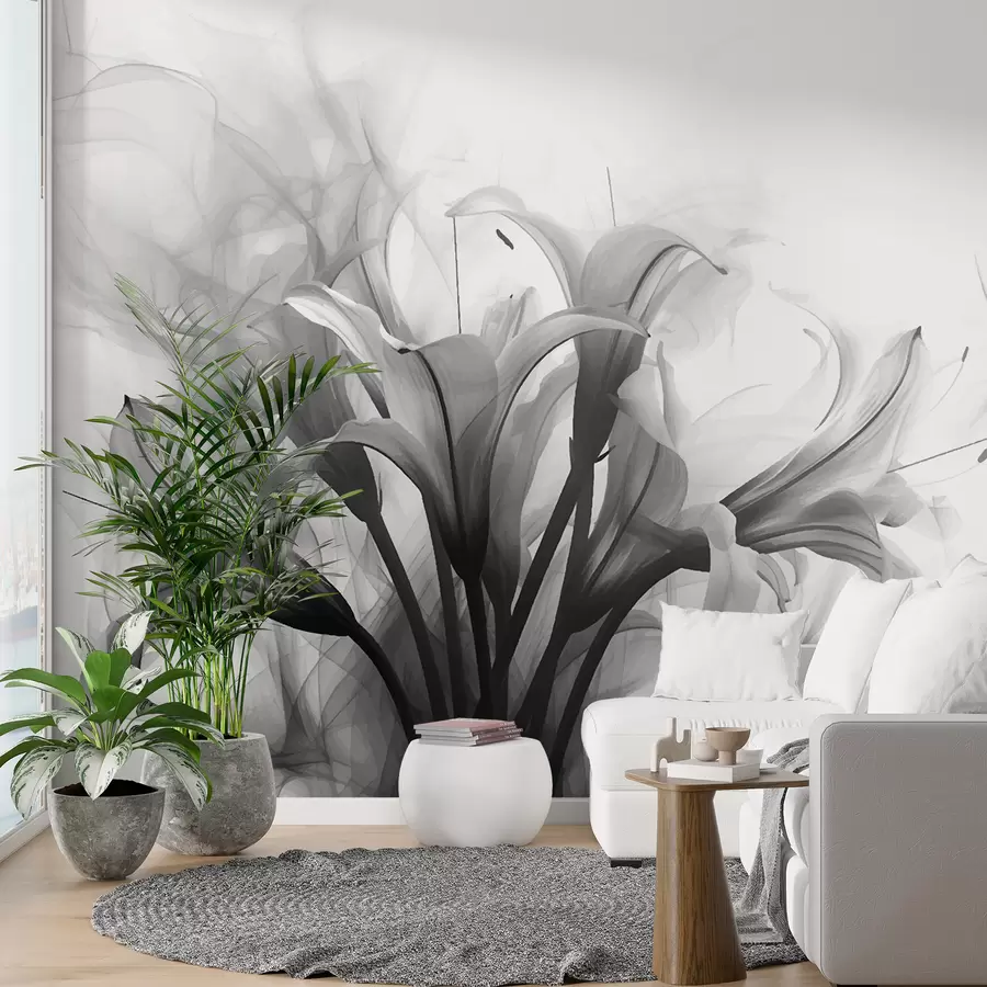 Fototapety Čierne a biele kvety w01072