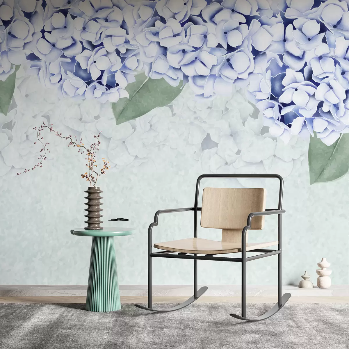 Fototapety hortenzie kvety, modré kvety, kvety zhora, veľké kvety w01597