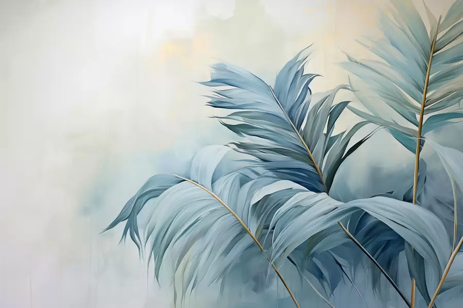Fototapety Modré palmové listy proti hmle w01618