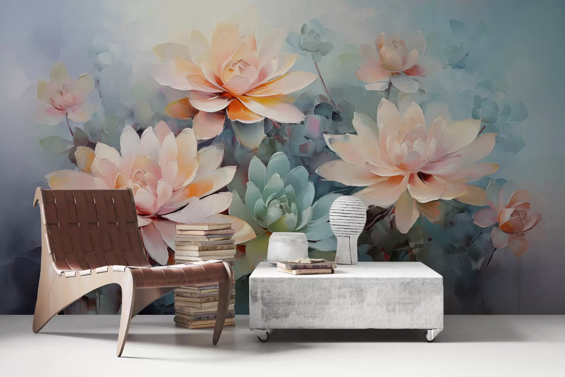 Fototapety Jemné rozkvitnuté kvety na sivomodrom pozadí w01654