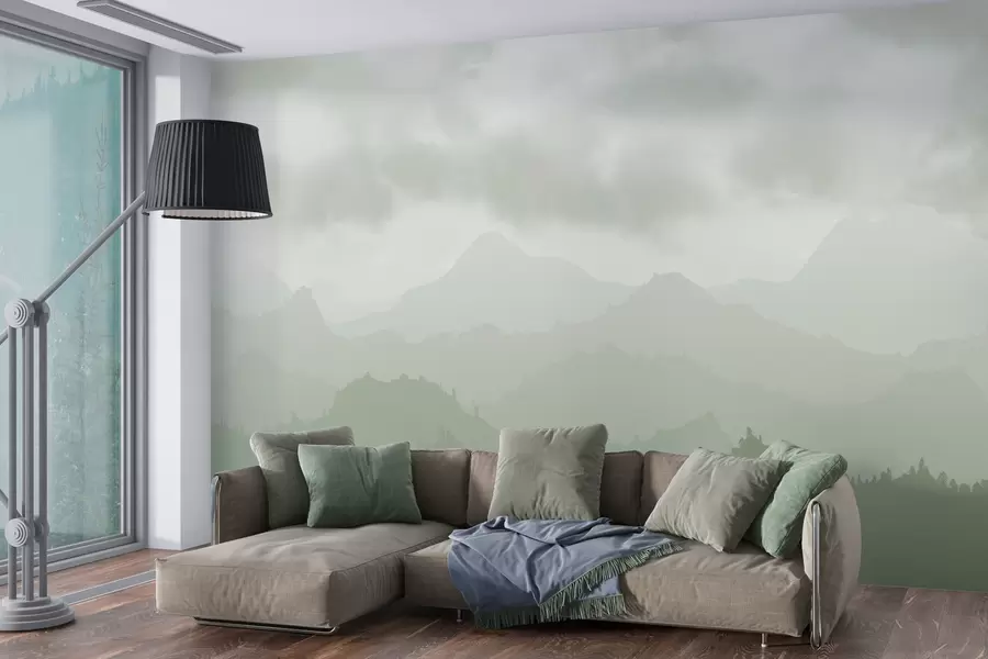 Fototapety Hmlisté hory s kumulovitými zeonovými mrakmi na oblohe w01637v3
