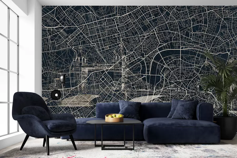 Fototapety Mapa Londýna, kresba, architektúra, tmavé farby w01702v1
