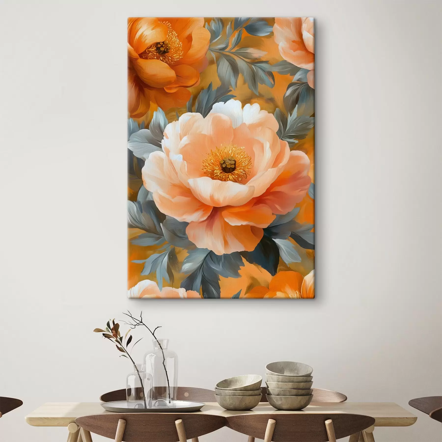 Obraz Veľké kvety broskyňovej farby s40961