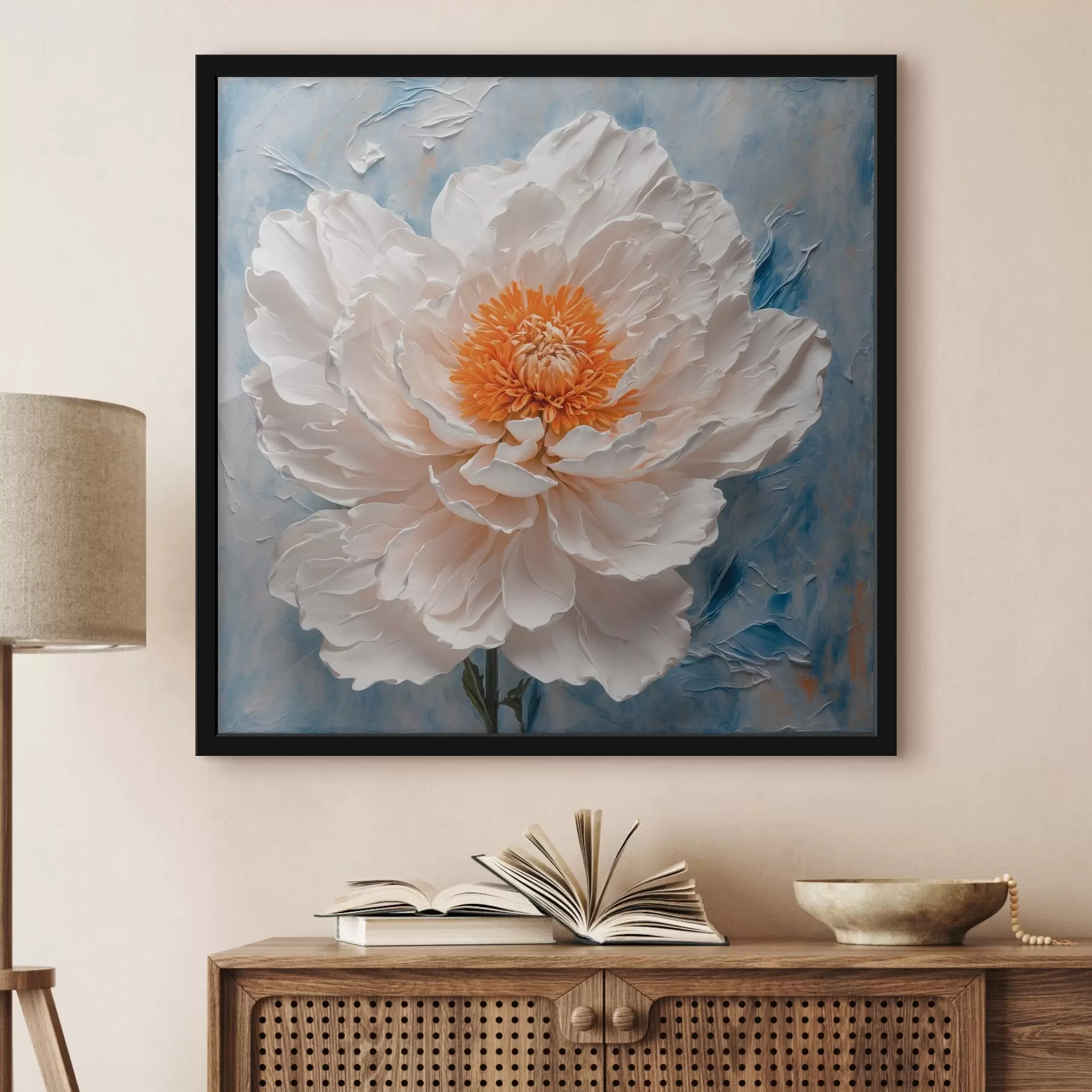 Fototapety Biely kvet na olejovom pozadí f41036