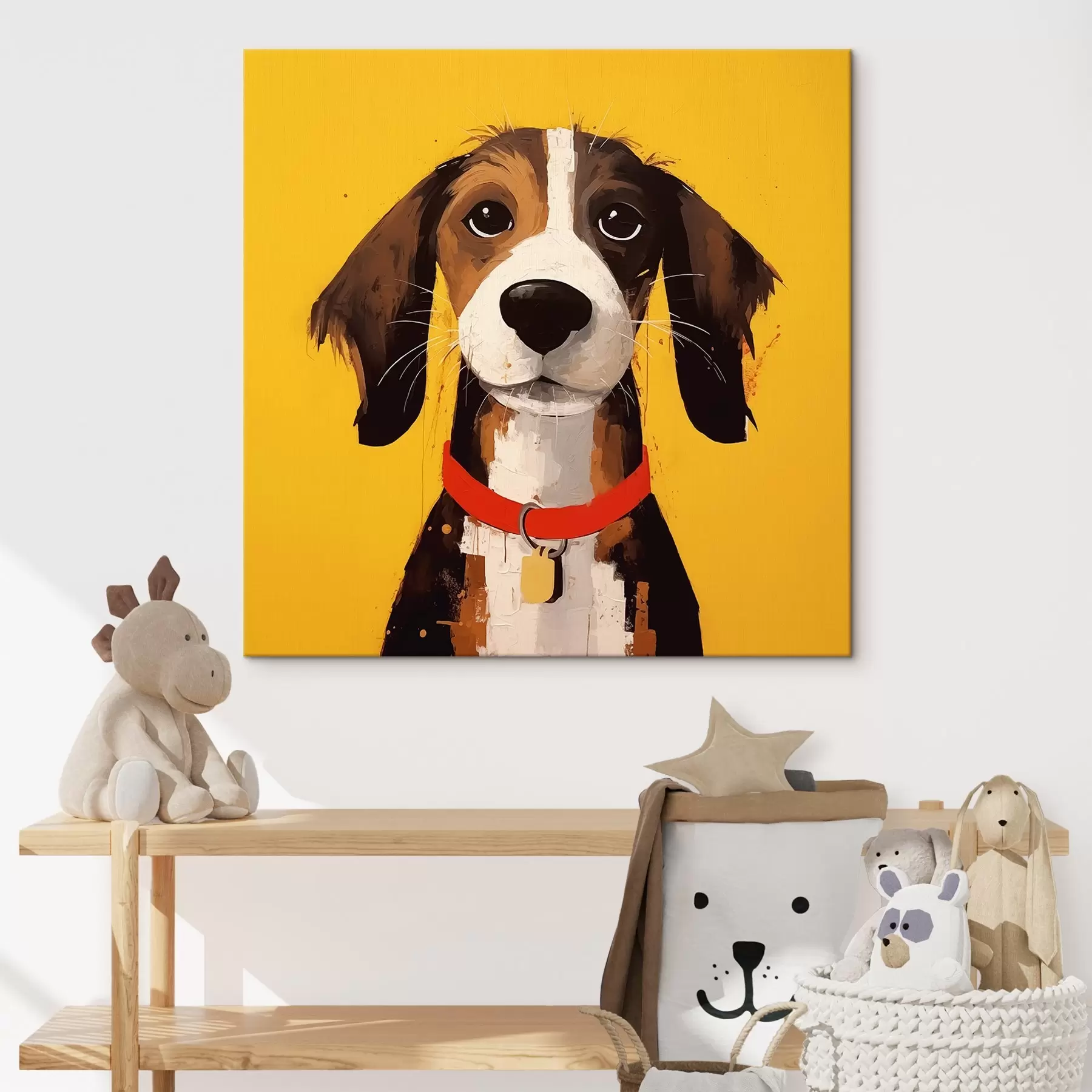 Obraz Portrét psa na žltom pozadí s41232
