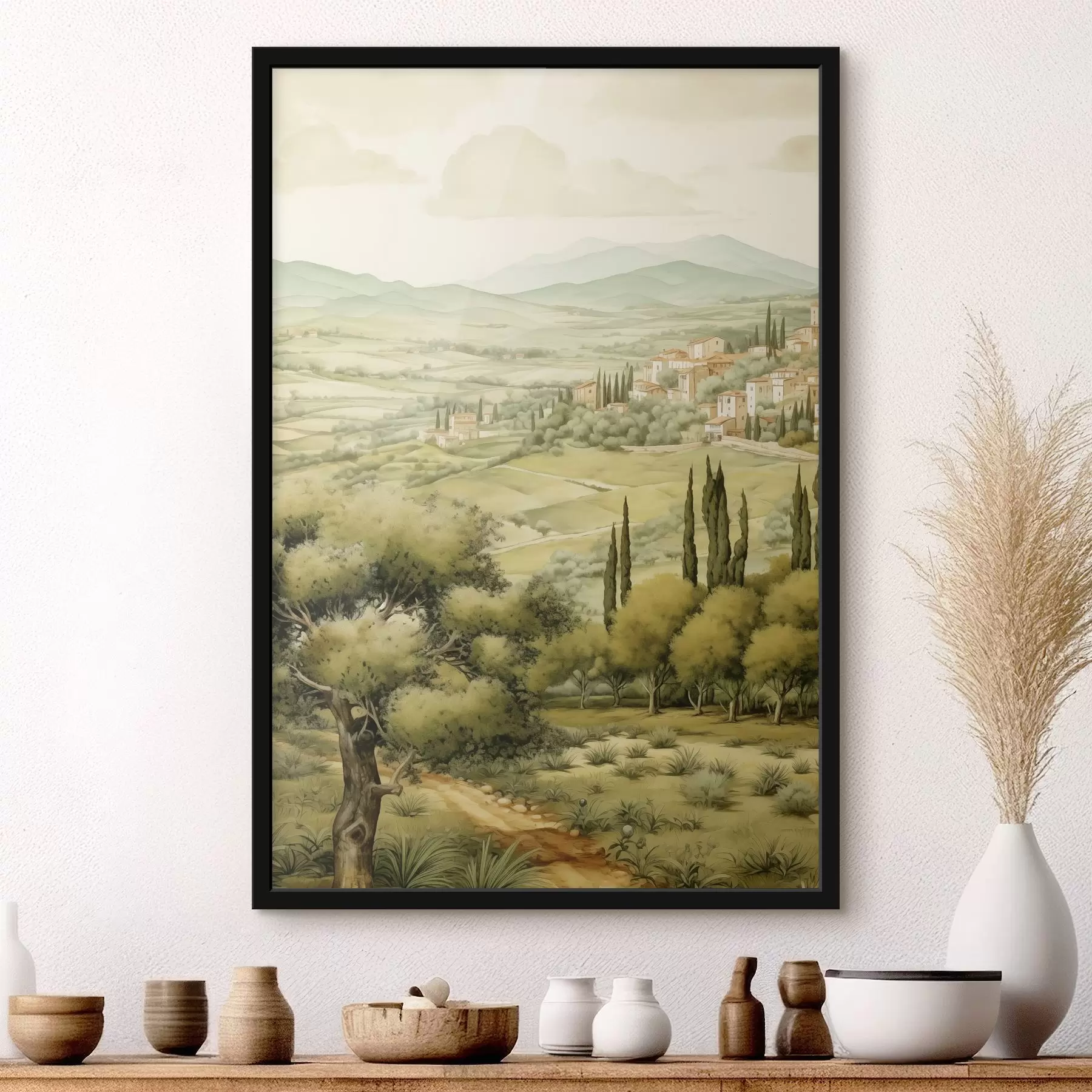 Fototapety Toskánska krajina, akvarel, boho štýl f41220