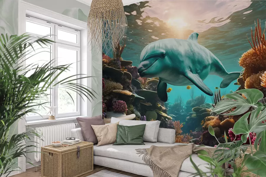 Fototapety Veľký delfín v podmorskom svete v koralových útesoch w01873