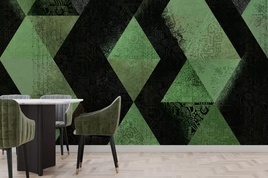 Fototapety Ornamenty v štýlovej geometrii v zelenej farbe w01793v1