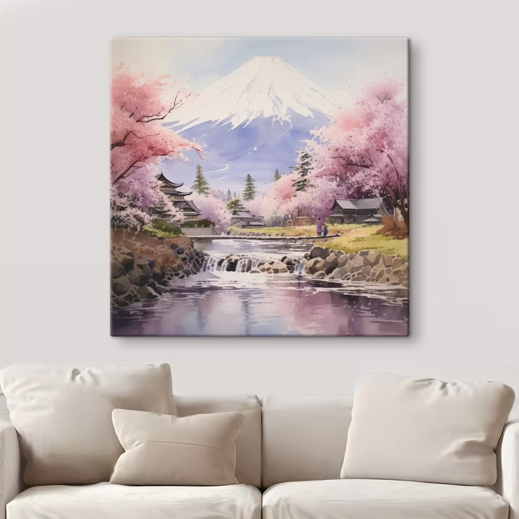 Obraz Čerešňové kvety pri rieke Fudži s38948