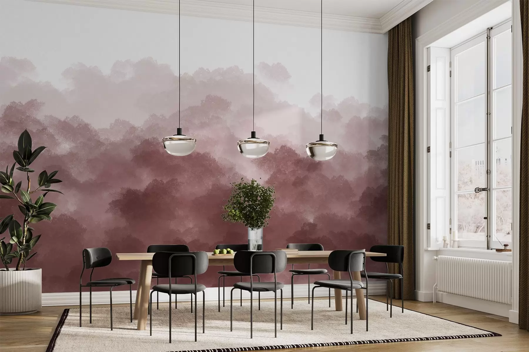 Fototapety Les v hmle, príroda krajiny, béžová farba w01880v2