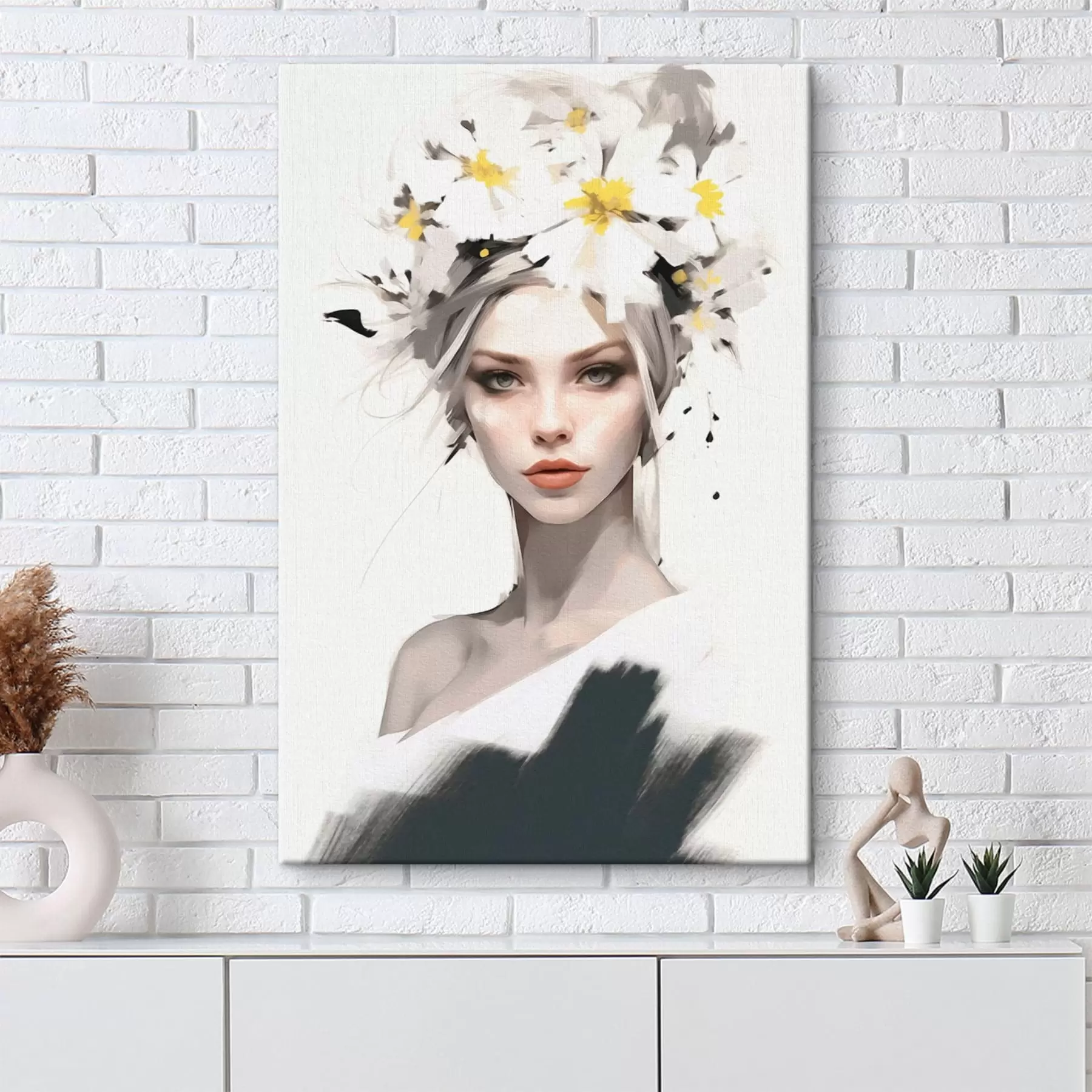 Obraz Dievča s krásnymi kvetmi vo vlasoch s41323