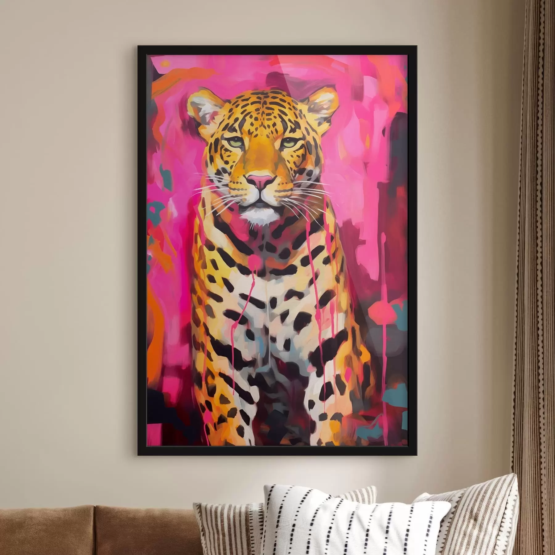 Obraz Leopard na ružovom pozadí trend f41332
