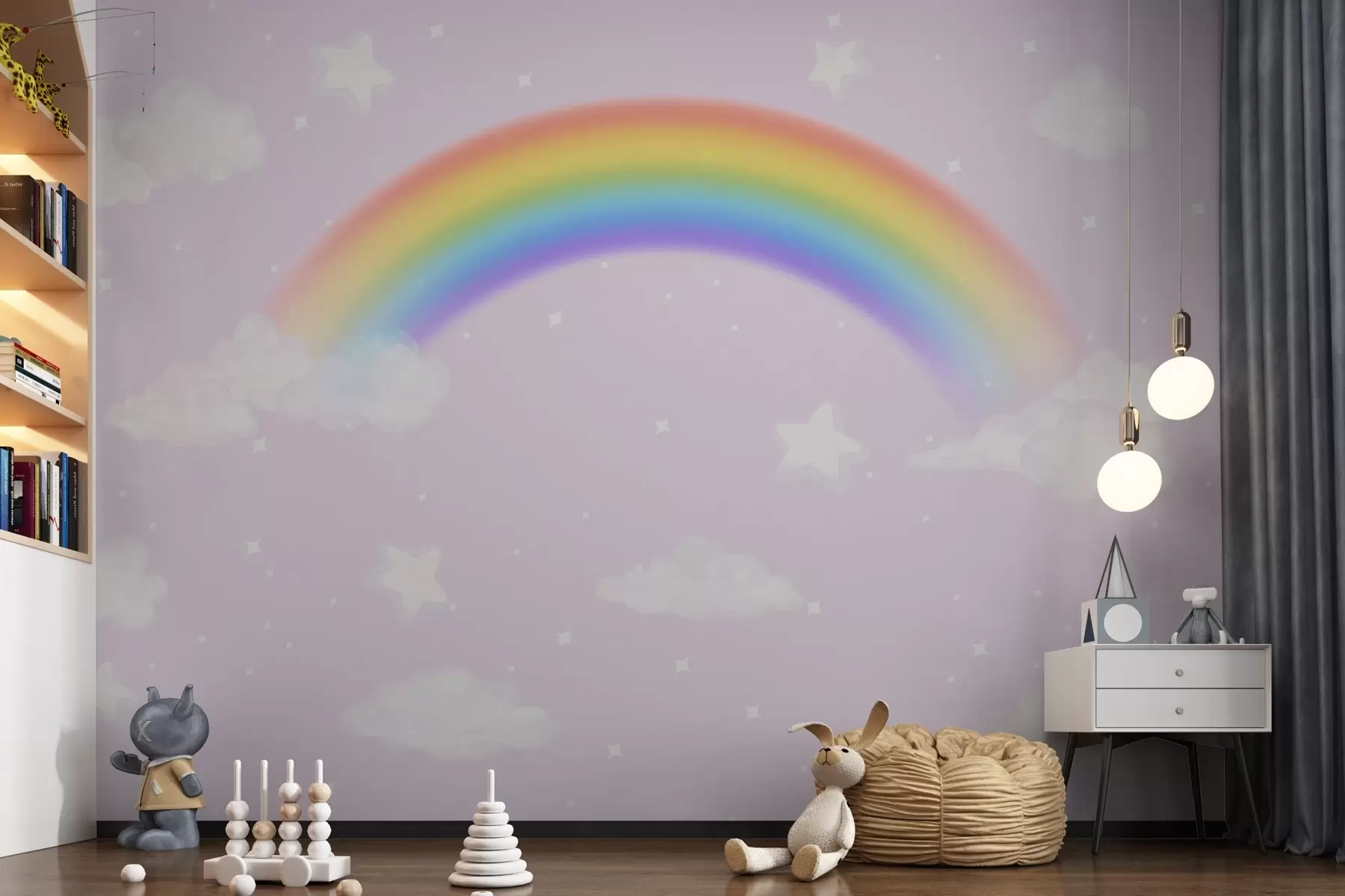 Fototapety Rozmarná dúha medzi nadýchanými oblakmi w00013