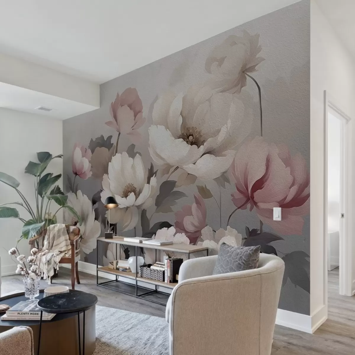 Fototapety Olejom maľované kvety na stene w02111