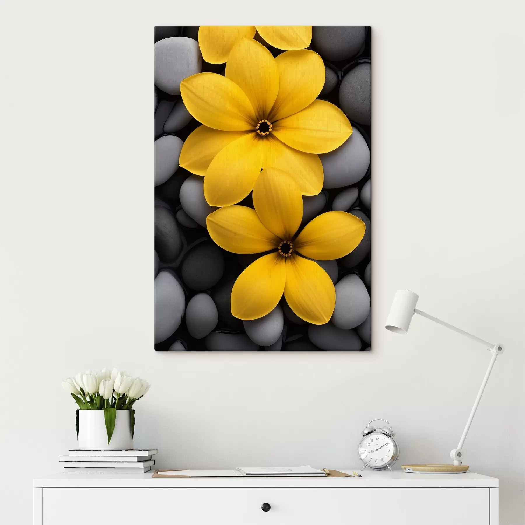 Obraz Žlté kvety na kameni s41547