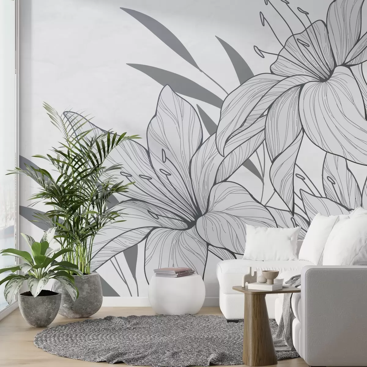 Fototapety veľké maľované modré ľalie w02204v1