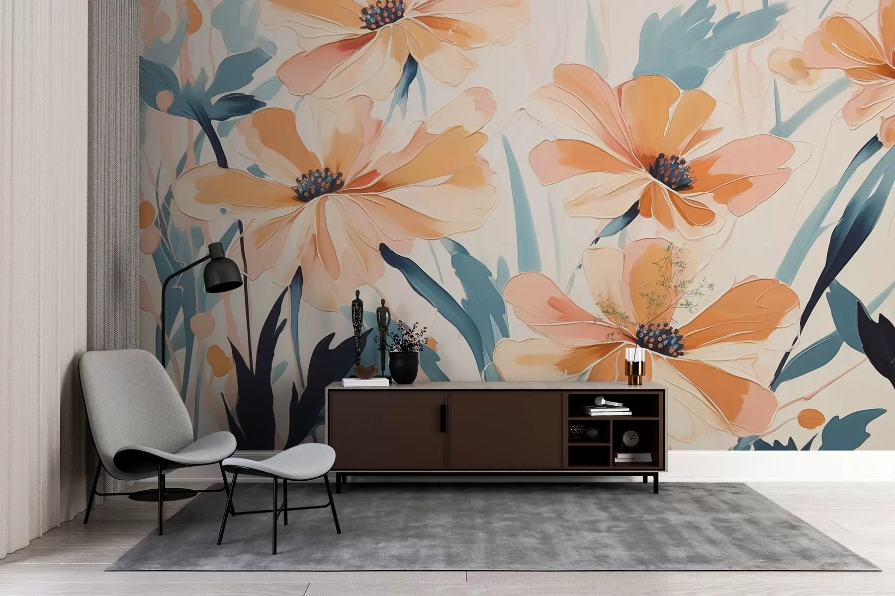 Fototapety Veľké kvety imitujúce ťahy štetcom w02274