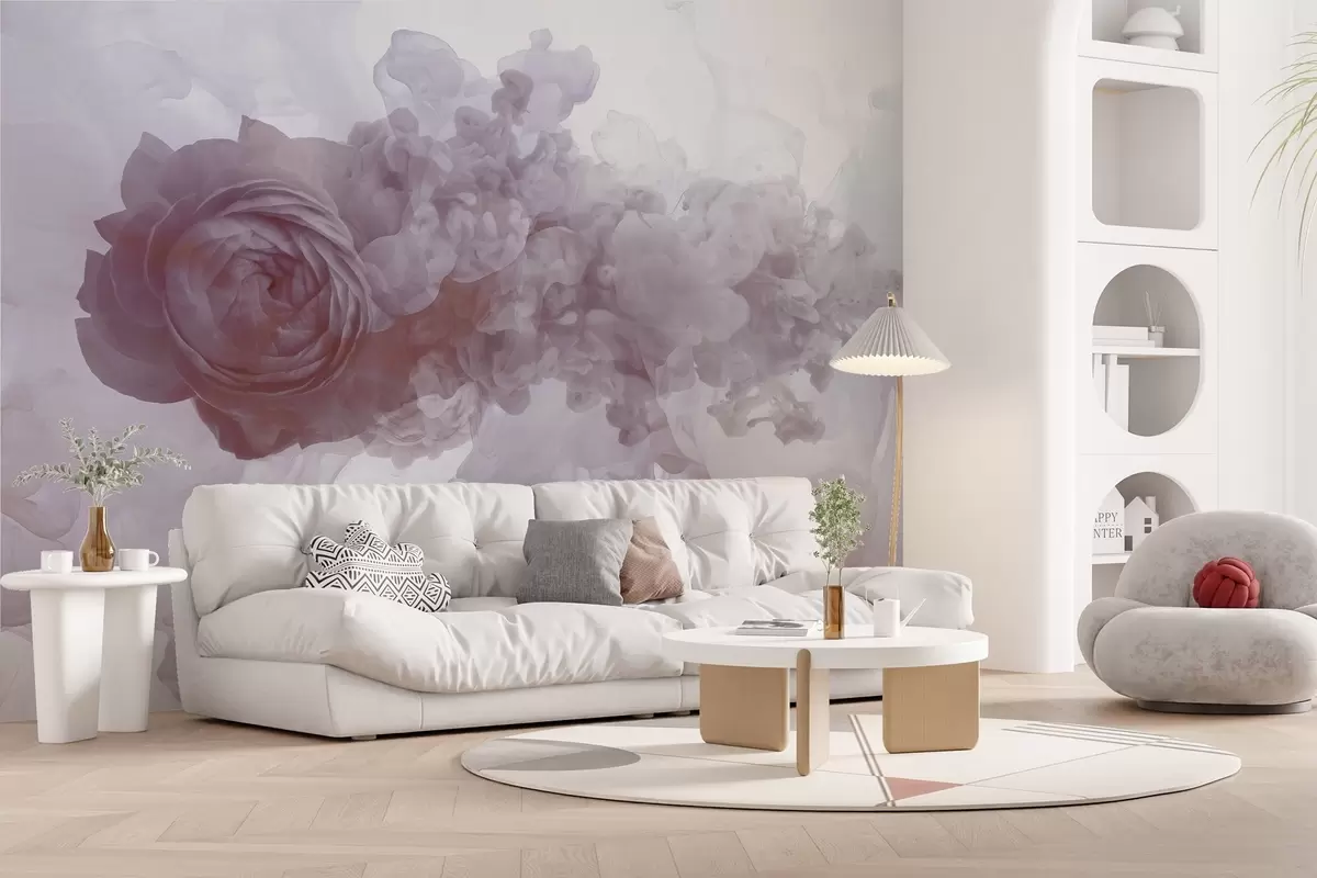 Fototapety Ruža v dyme. Tapeta je inšpirovaná vzdušnými vzormi skazy a ruže. Vo fialových odtieňoch. w02138v2