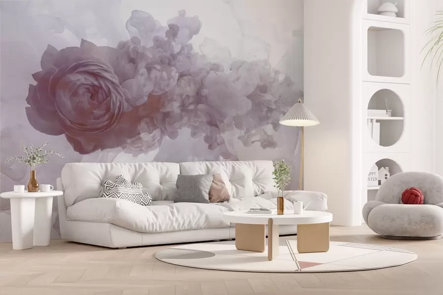 Fototapety Ruža v dyme. Tapeta je inšpirovaná vzdušnými vzormi skazy a ruže. Vo fialových odtieňoch. w02138v2