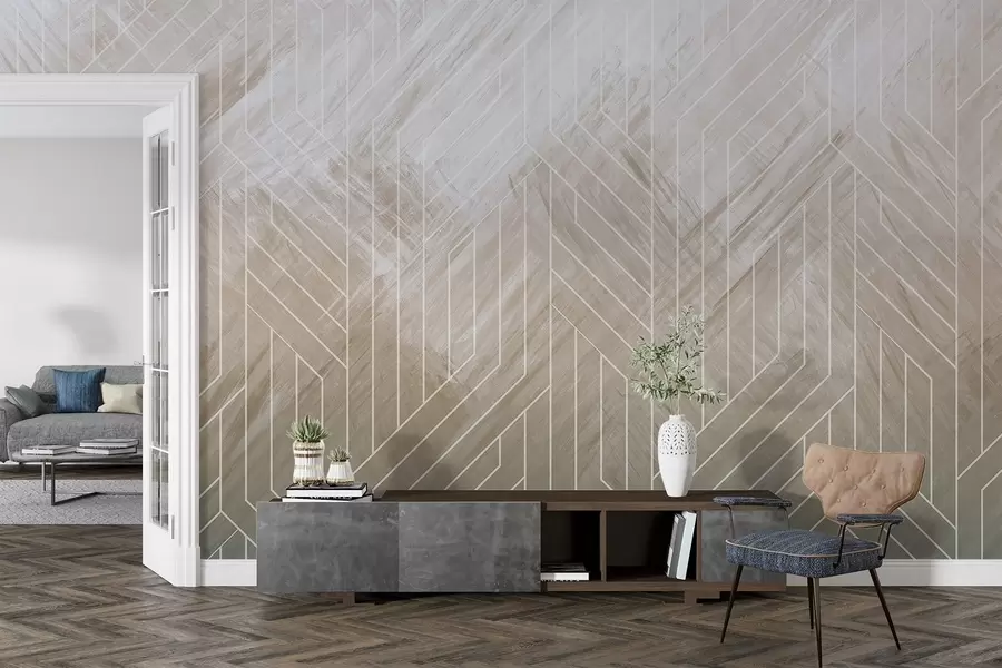 Fototapety Geometrické abstraktné pozadie s diagonálnymi líniami a gradientným efektom v odtieňoch hnedej w08433v1