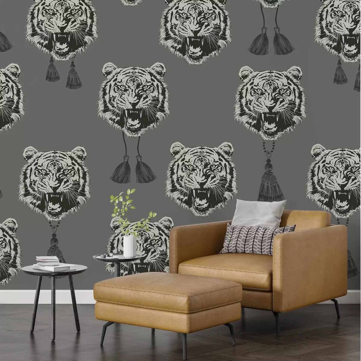 Fototapety Tvár tigra v sivej a hnedej farbe w02245v1