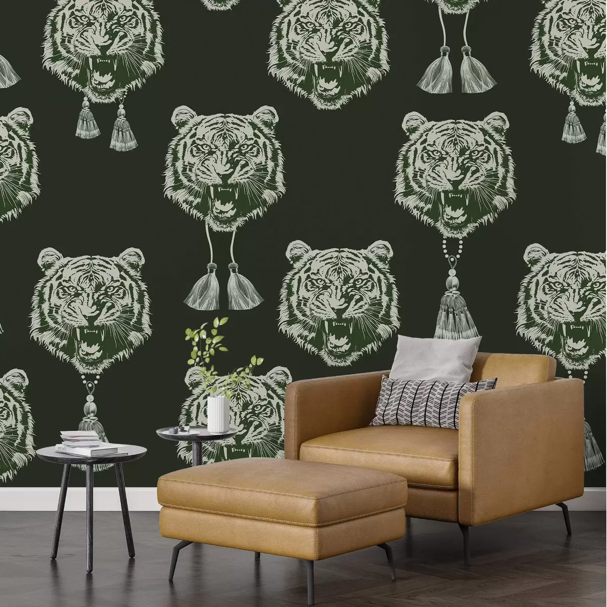 Fototapety Tvár tigra v zelených častiach w02245v3