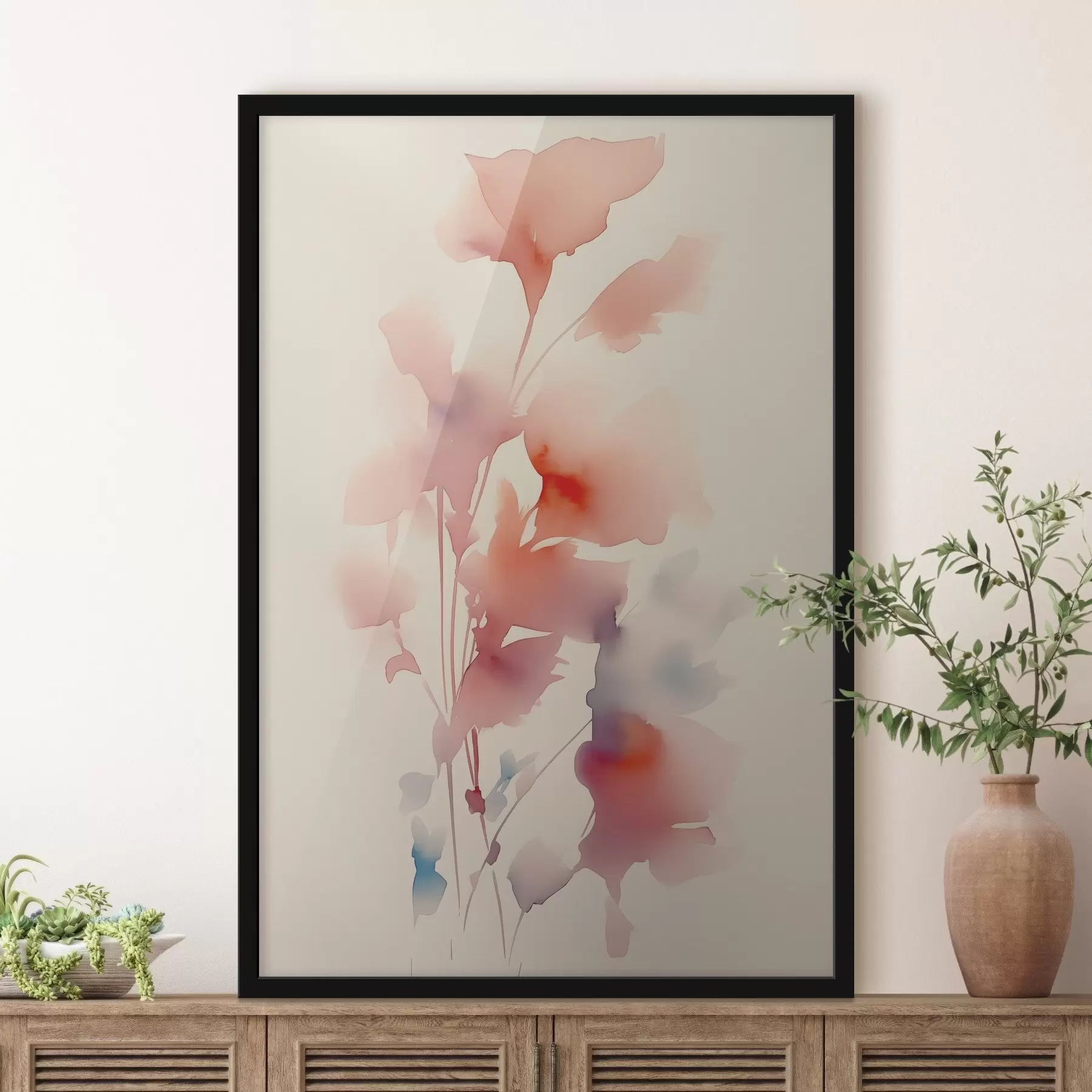 Fototapety Siluety rozmazaných kvetov v akvarelovom štýle f41705