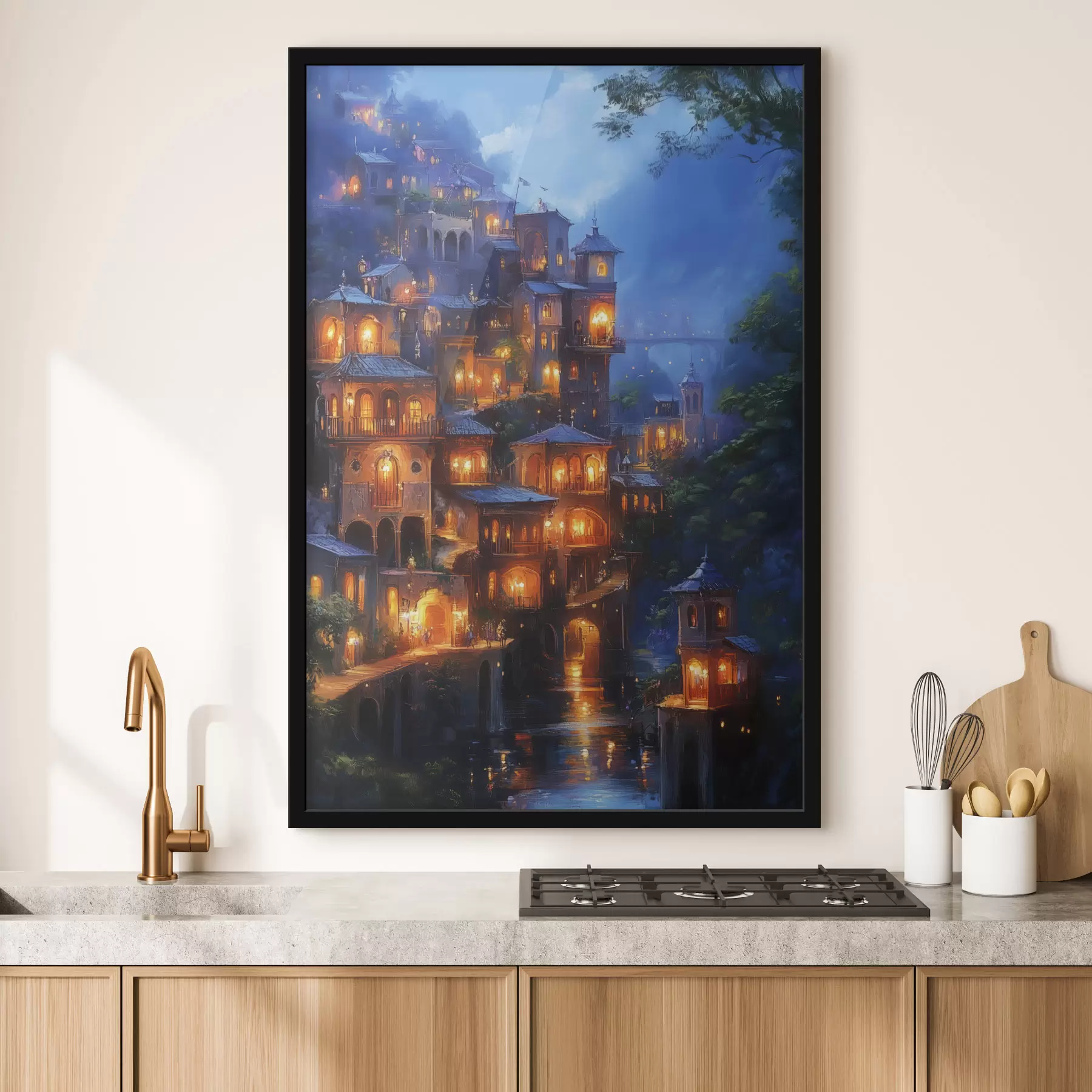Fototapety Nočné mesto v horách f41750
