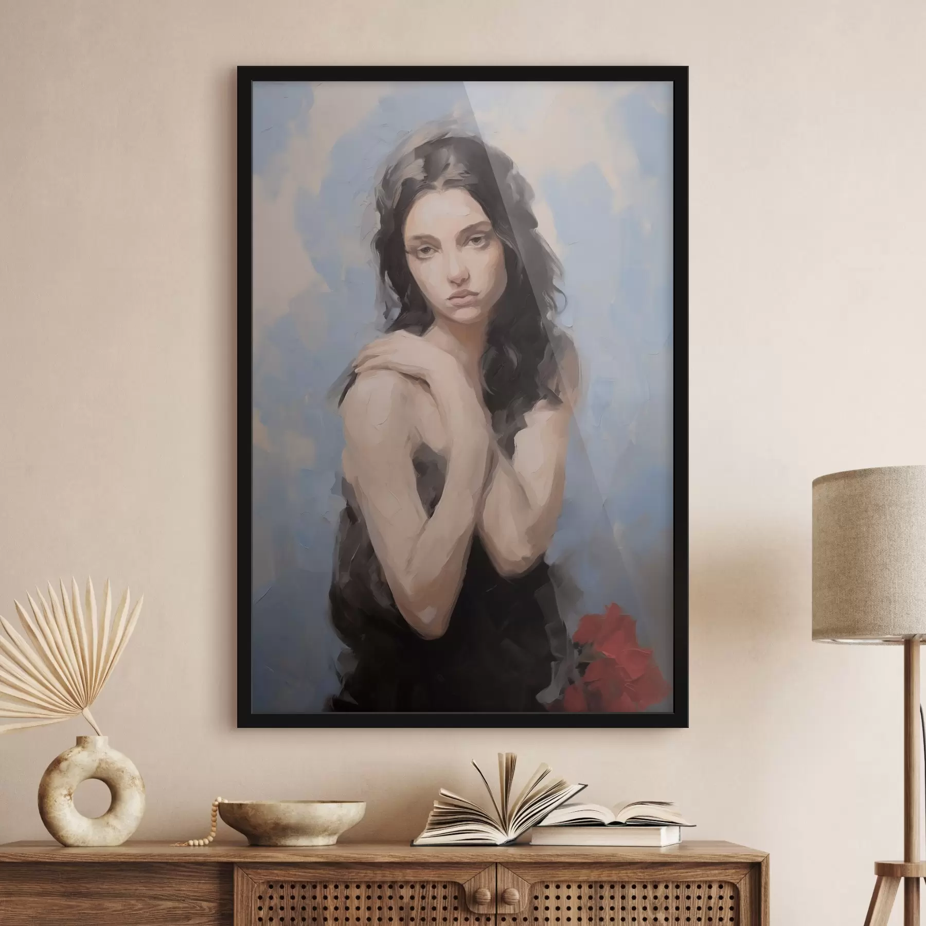 Fototapety Dievča v čiernych šatách imitácia maľby f41848