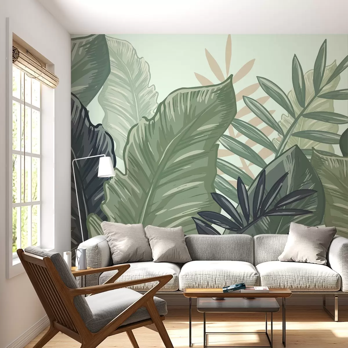 Fototapety Tropické listy so svetlomodrým pozadím w02367v1