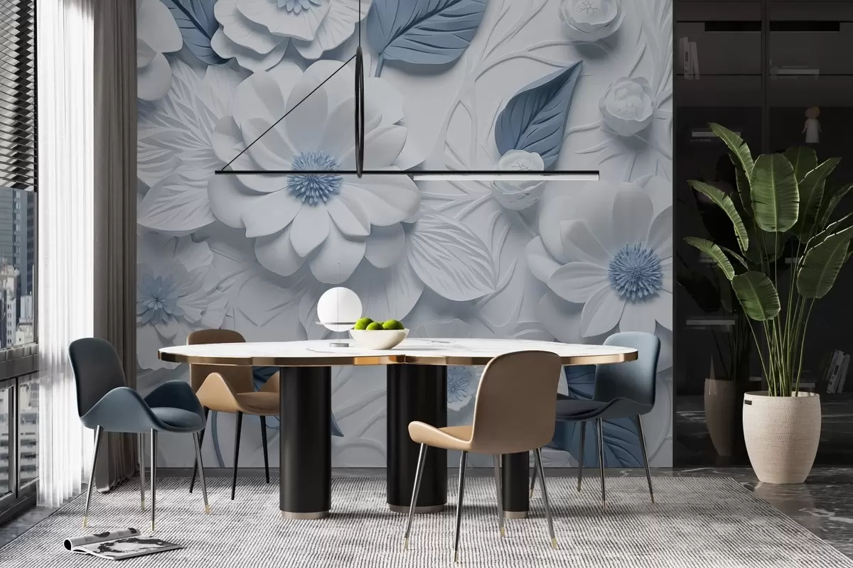 Fototapety Objemové kvety zo sadry v dvoch farbách w02006v1 - Uwalls.sk Fototapety Objemové kvety zo sadry v dvoch farbách w02006v1