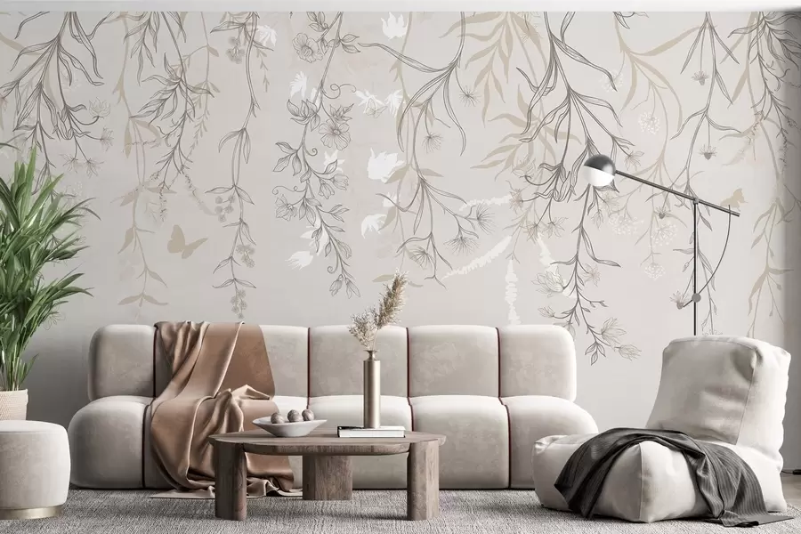 Fototapety Tenké lineárne kvety visiace z hory w02007